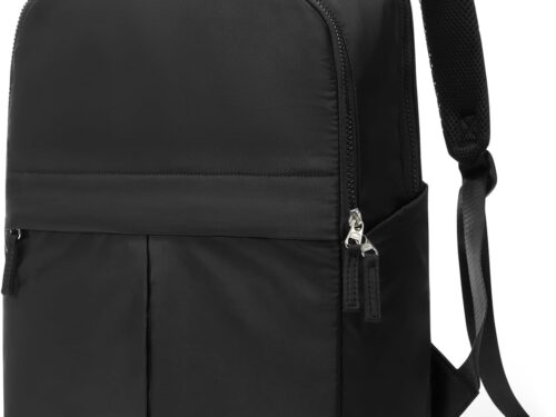 Black Laptop Work Backpack for Women - 15.6 Inch Laptop Compartment, Lightweight Waterproof Large Travel Backpack for College, Nurse & Teacher