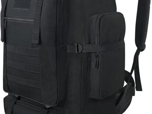 Hiking Backpack, 100L Large Camping Backpack, Expandable Waterproof MOLLE Rucksack, Outdoor Sport Travel Daypack Military Tactical Back pack for Men Women (Black)