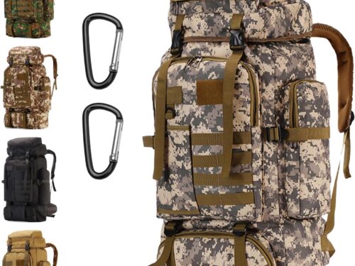 Hiking Backpack 80L with Carabiner Clips Packable Lightweight Camping Backpack Men Women Waterproof Hiking Daypack Travel Bag ( 80L)