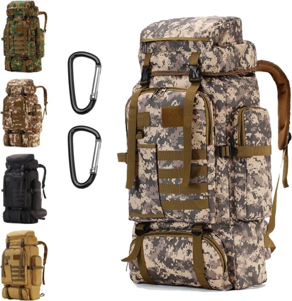 Hiking Backpack 80L with Carabiner Clips Packable Lightweight Camping Backpack Men Women Waterproof Hiking Daypack Travel Bag ( 80L)